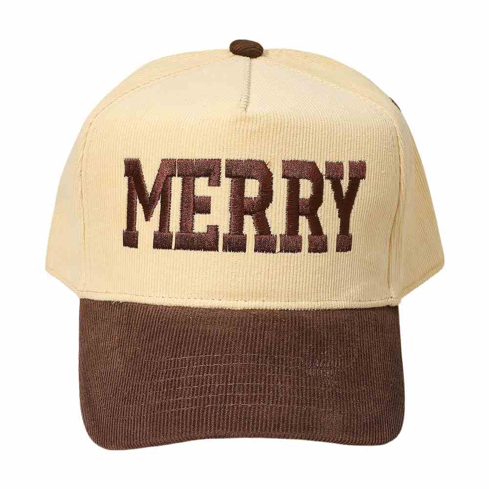 MERRY Message Embroidered Corduroy Baseball Cap