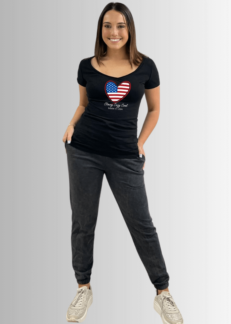 CCC Made in USA Flag Heart Graphic Tee