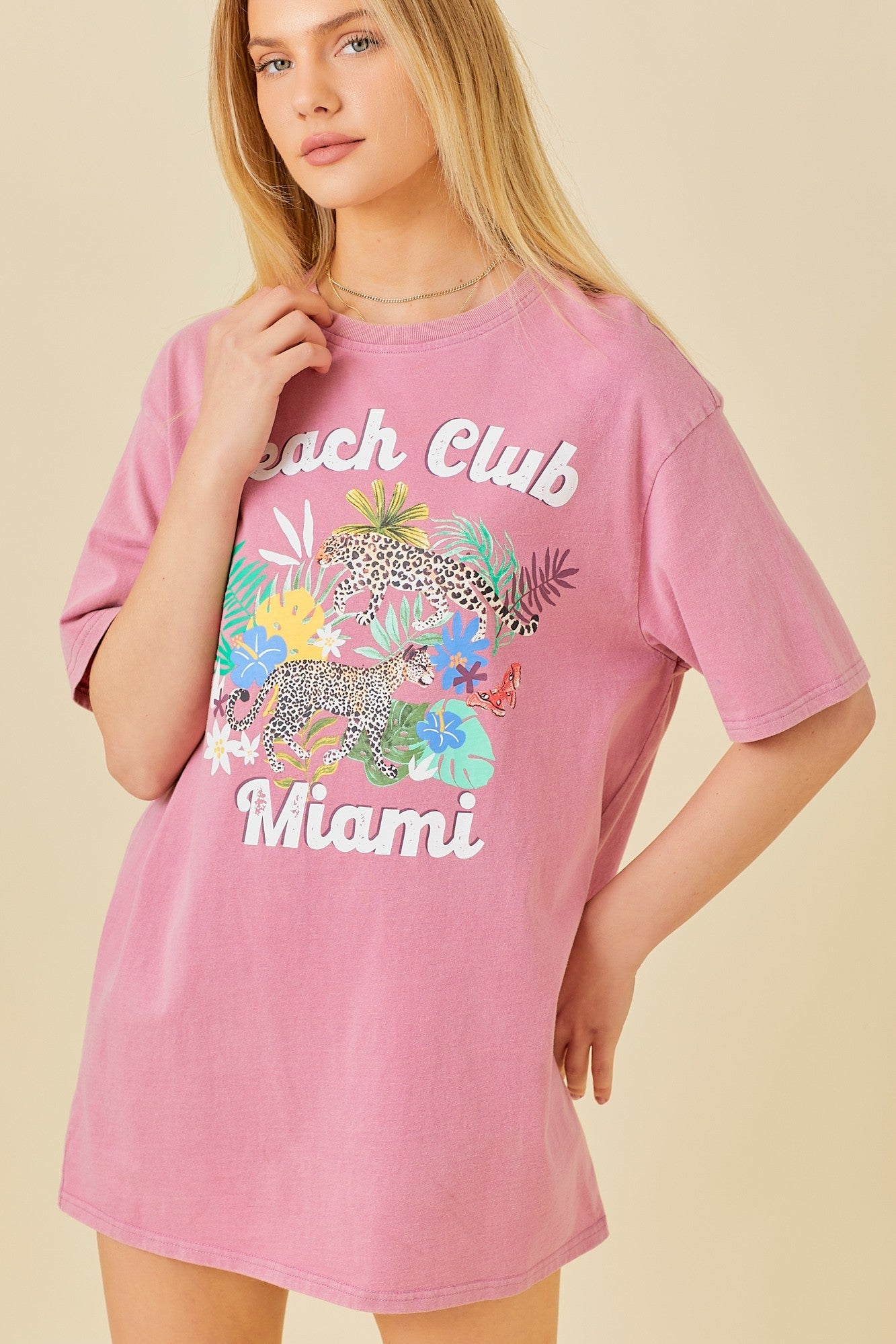 Beach Club Miami Oversized Graphic T-shirt Dress