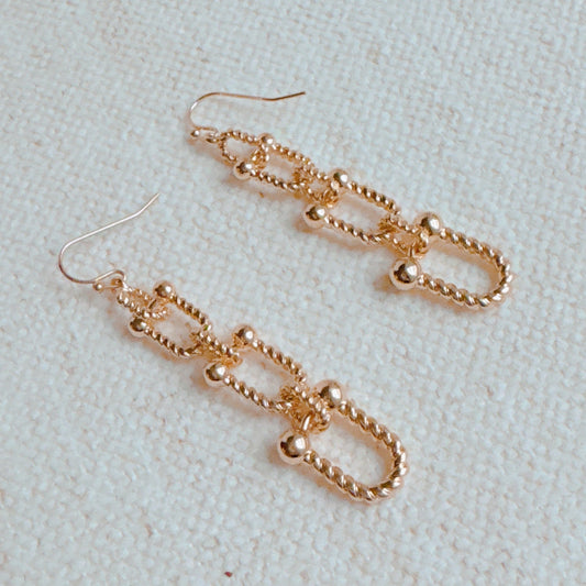 Cabled U Chain Drop Earrings - Aaria Tees