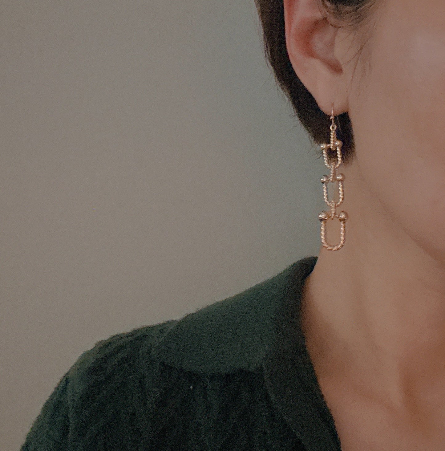 Cabled U Chain Drop Earrings - Aaria Tees