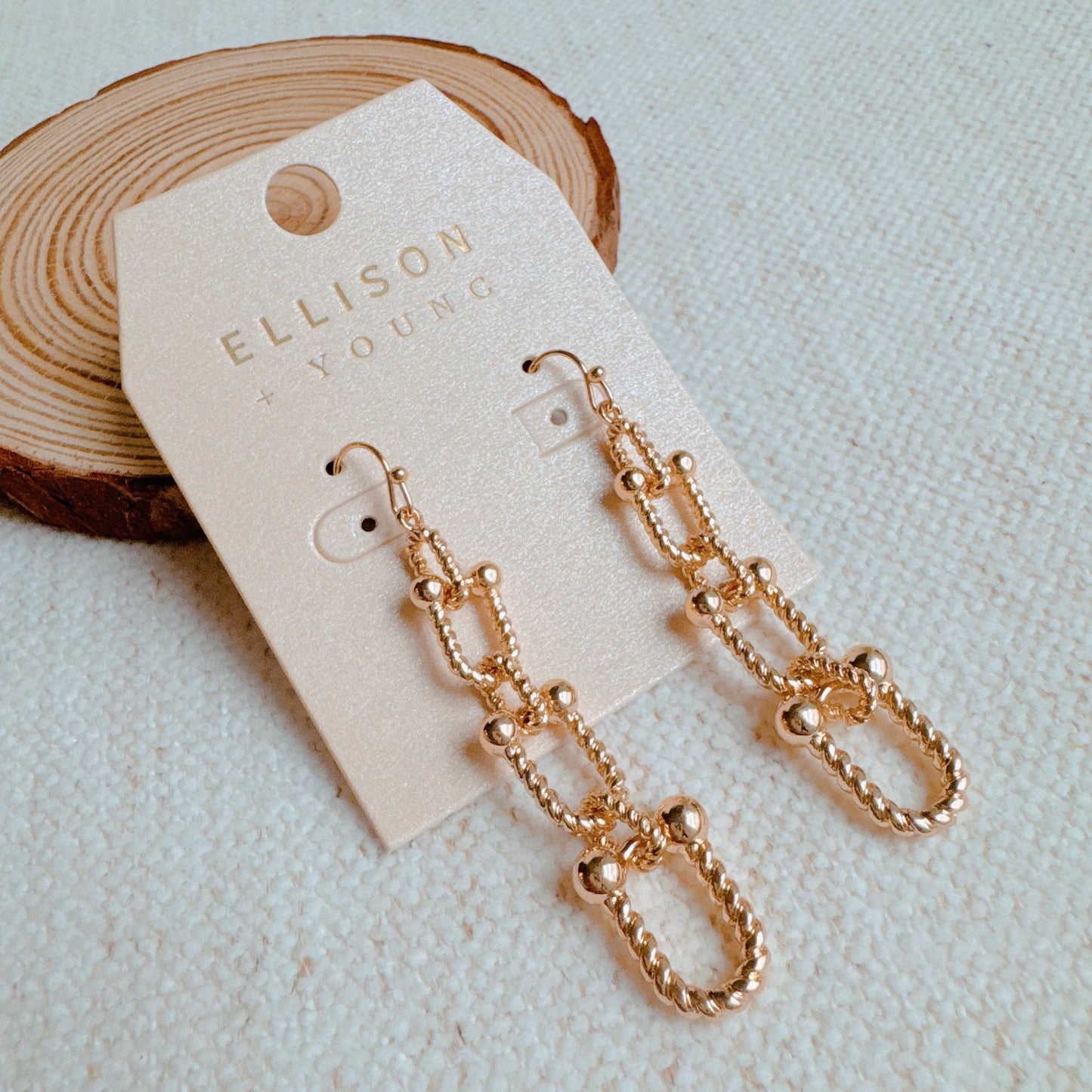 Cabled U Chain Drop Earrings - Aaria Tees