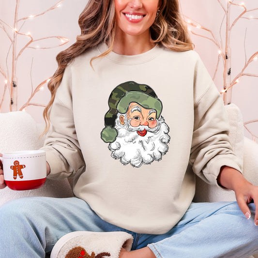 Camo Santa, Retro Christmas, Cute, Hunting Sweatshirt