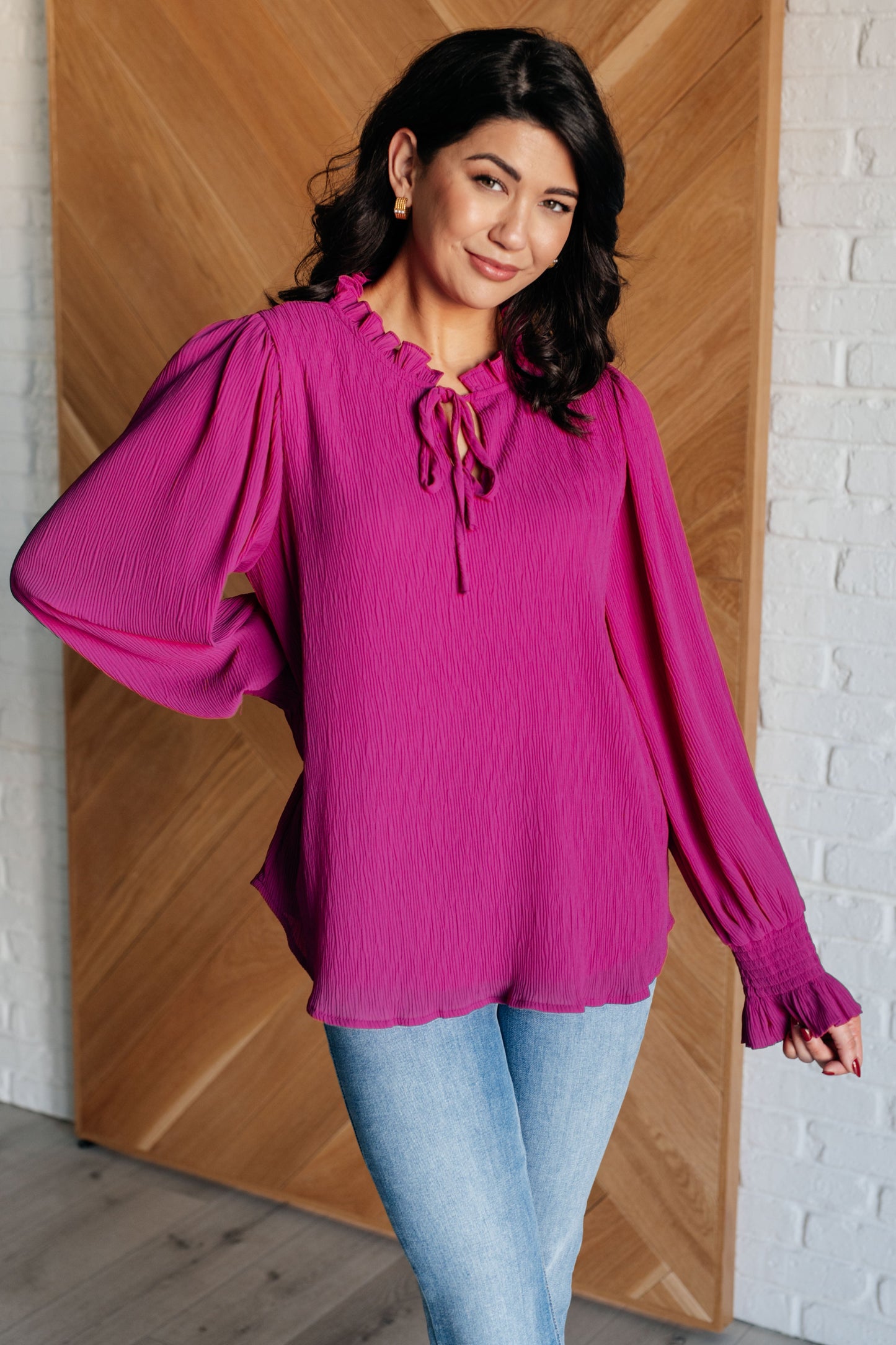 Candid Moment Ruffle Neckline Blouse (Online Exclusive)
