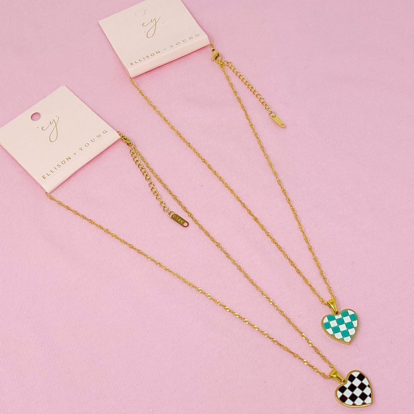 Checkered Heart Necklace - Aaria Tees