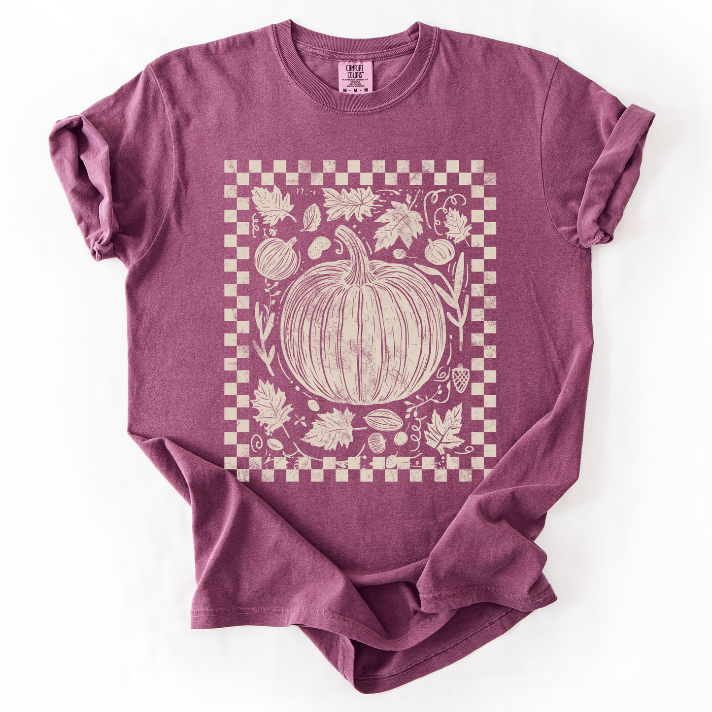 Checkered Pumpkin, Minimalist, Autumn, Fall, Comfort Colors T-Shirt