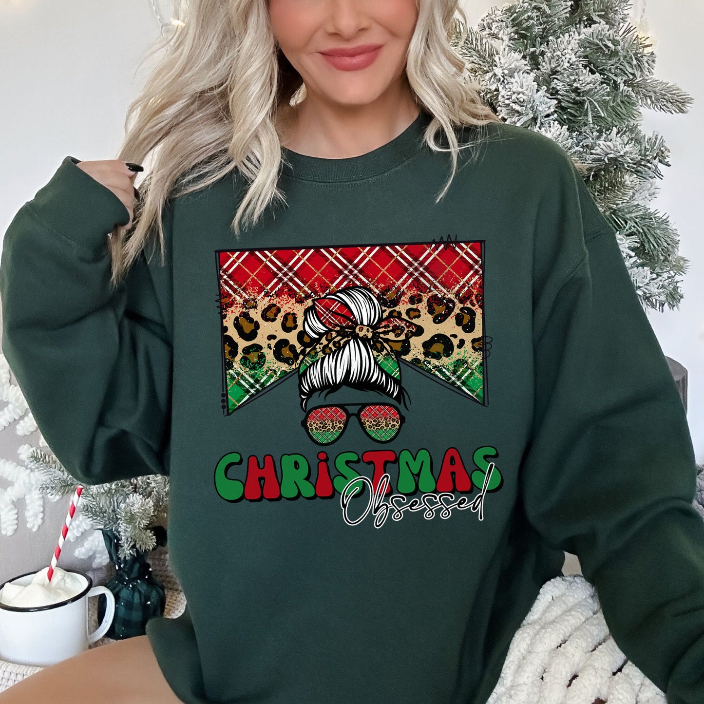 Christmas Obsessed Leopard Print Sweatshirt