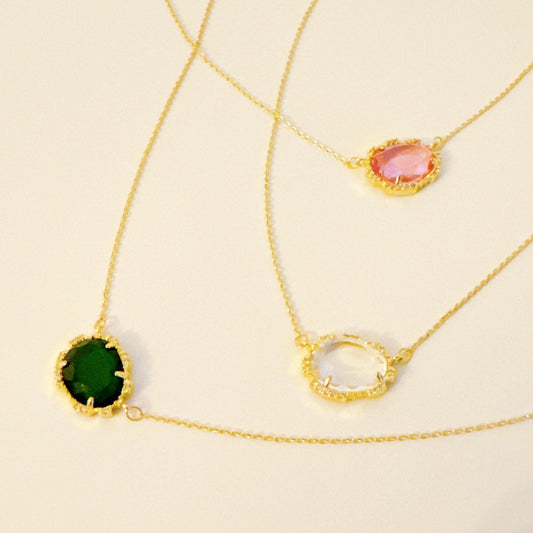 Clustered Glass Jewel Necklace - Aaria Tees