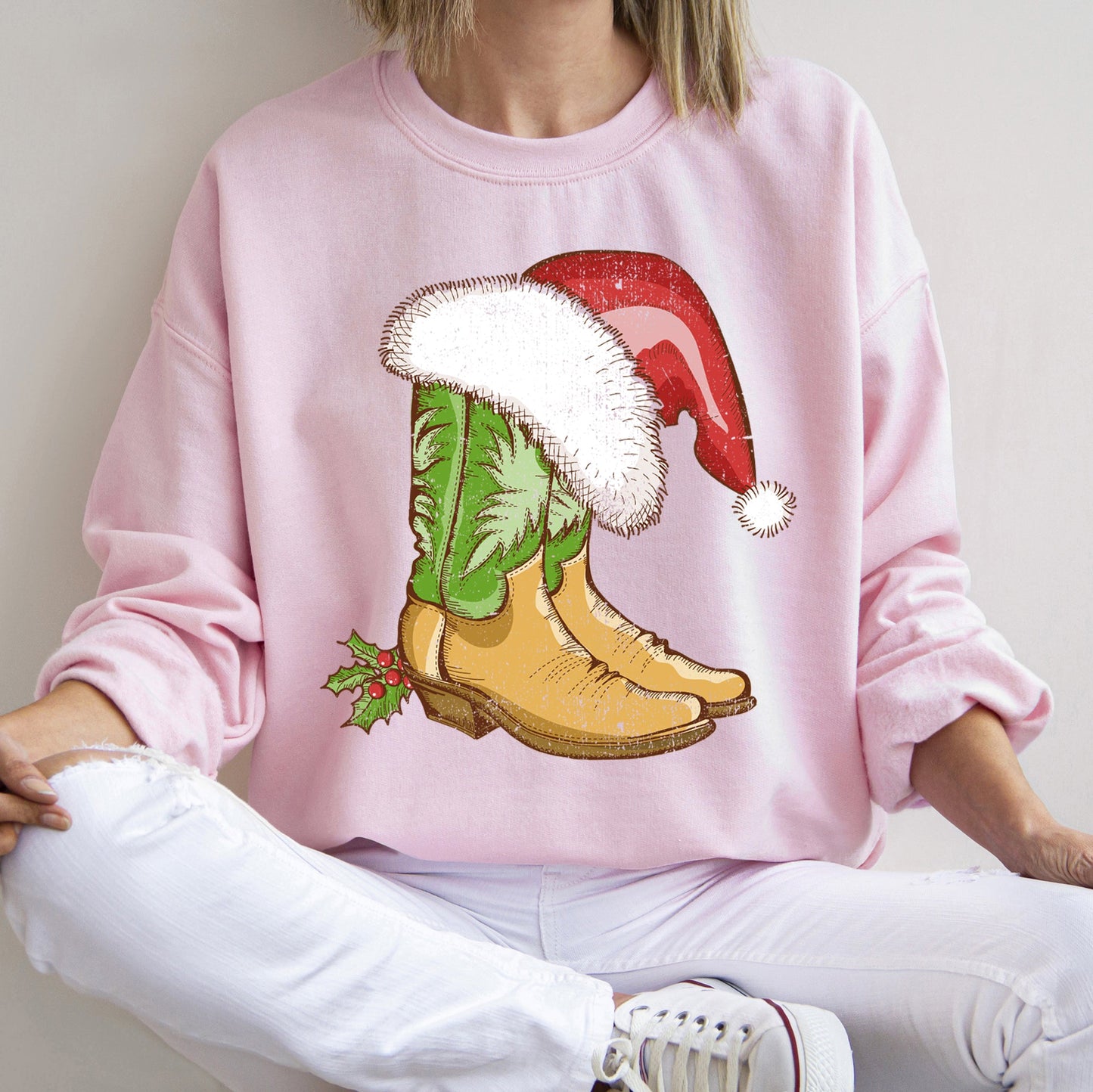Country Christmas Cowboy Boots Sweatshirt