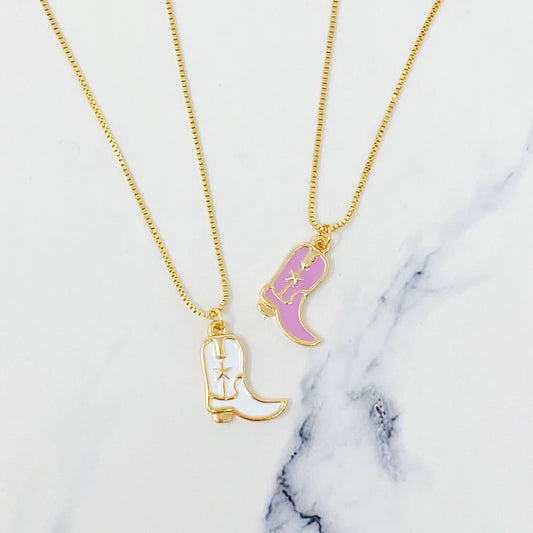 Cow Girl Boot Pendant Necklace - Aaria Tees