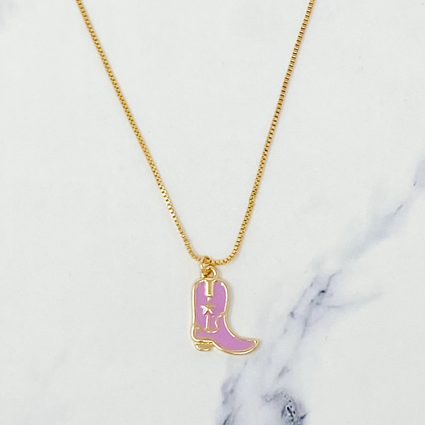 Cow Girl Boot Pendant Necklace - Aaria Tees