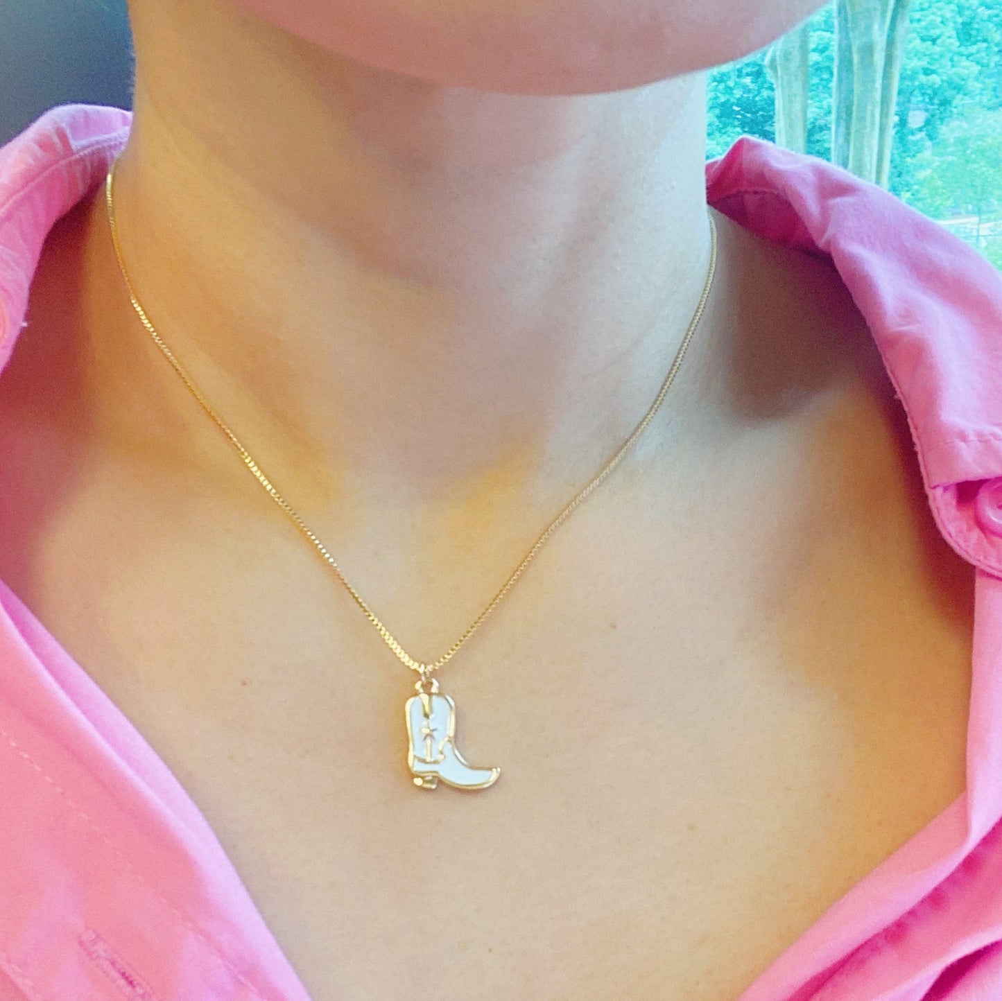 Cow Girl Boot Pendant Necklace - Aaria Tees