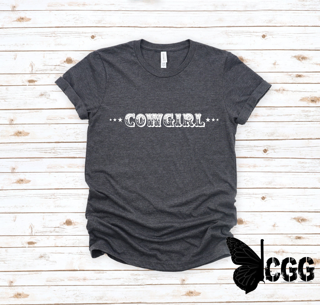 Cowgirl with Sheriff Stars Graphic Tee Shirt - Bourbon Cowgirl - Aaria Tees