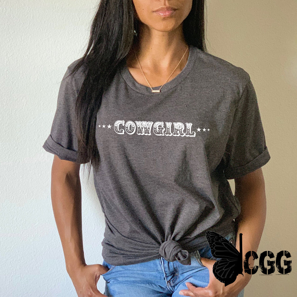 Cowgirl with Sheriff Stars Graphic Tee Shirt - Bourbon Cowgirl - Aaria Tees
