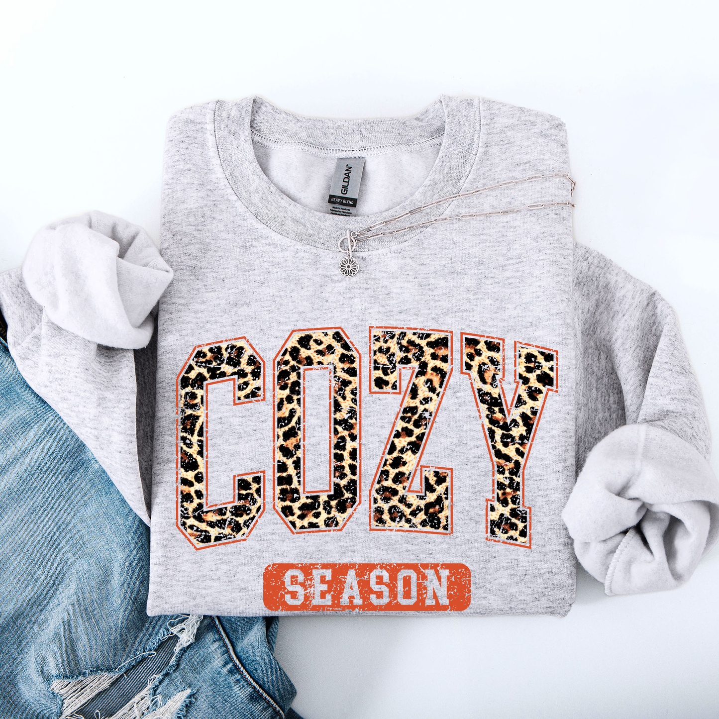 Cozy Season, Leopard Print, Halloween, Autumn, Fall Sweatshirt
