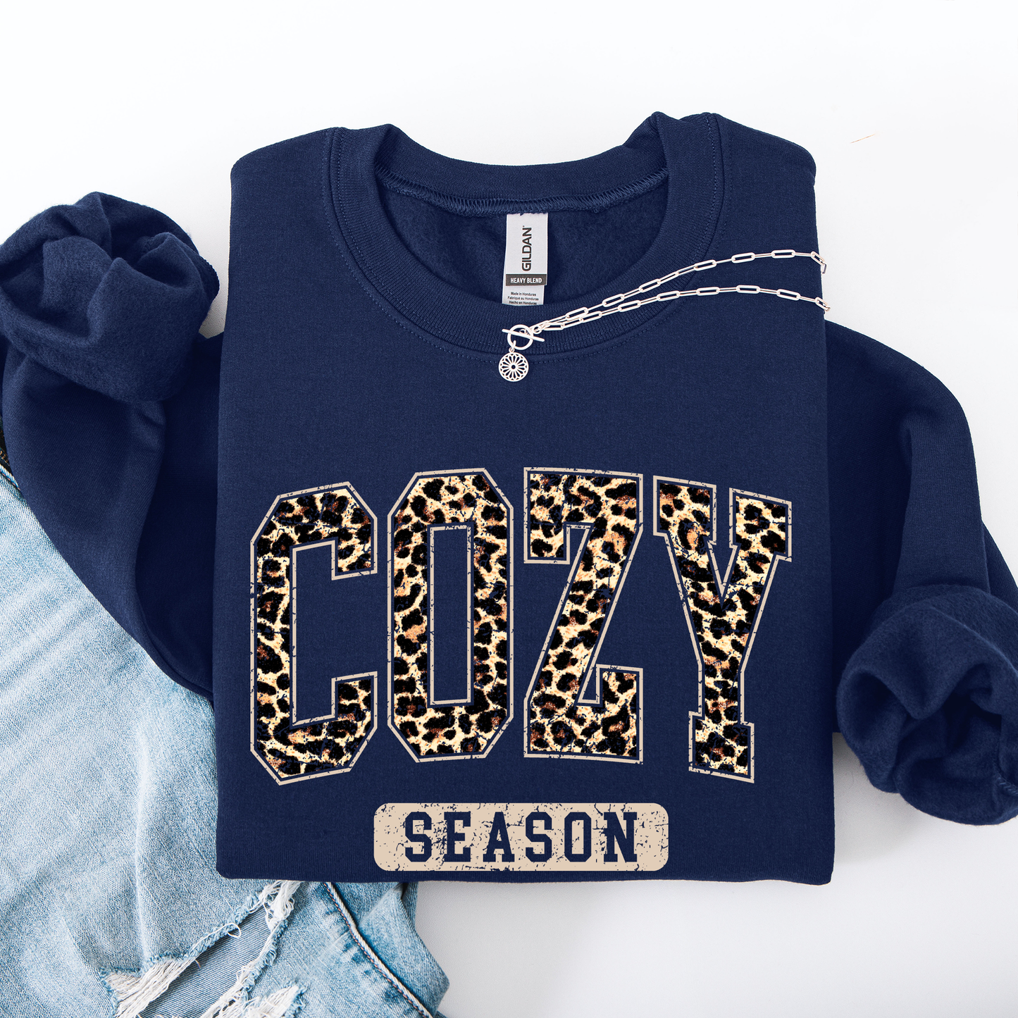 Cozy Season, Leopard Print, Halloween, Autumn, Fall Sweatshirt