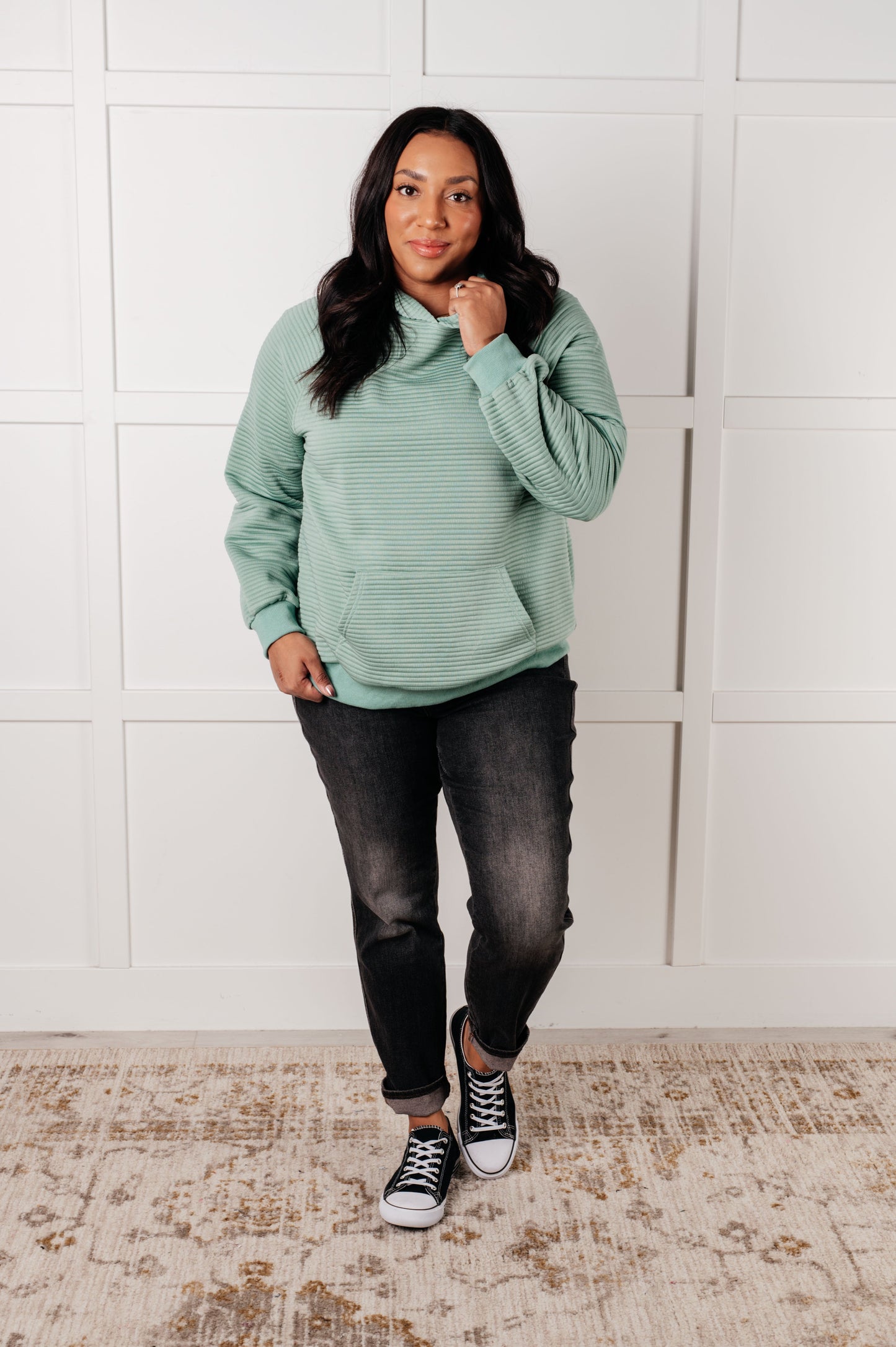 Crosswalk Textured Hoodie in Green (Online Exclusive)