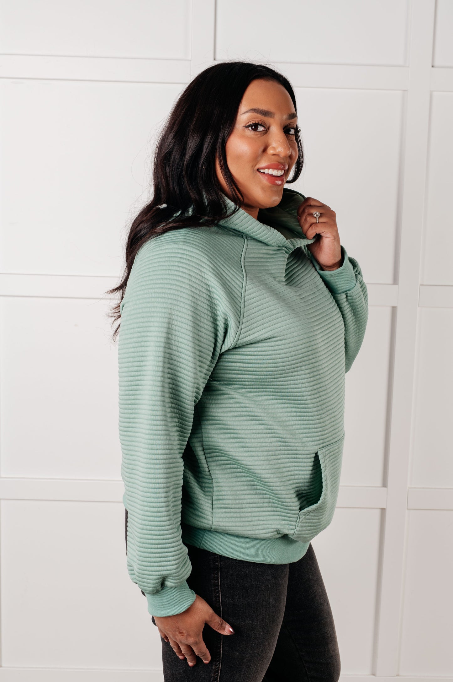 Crosswalk Textured Hoodie in Green (Online Exclusive)