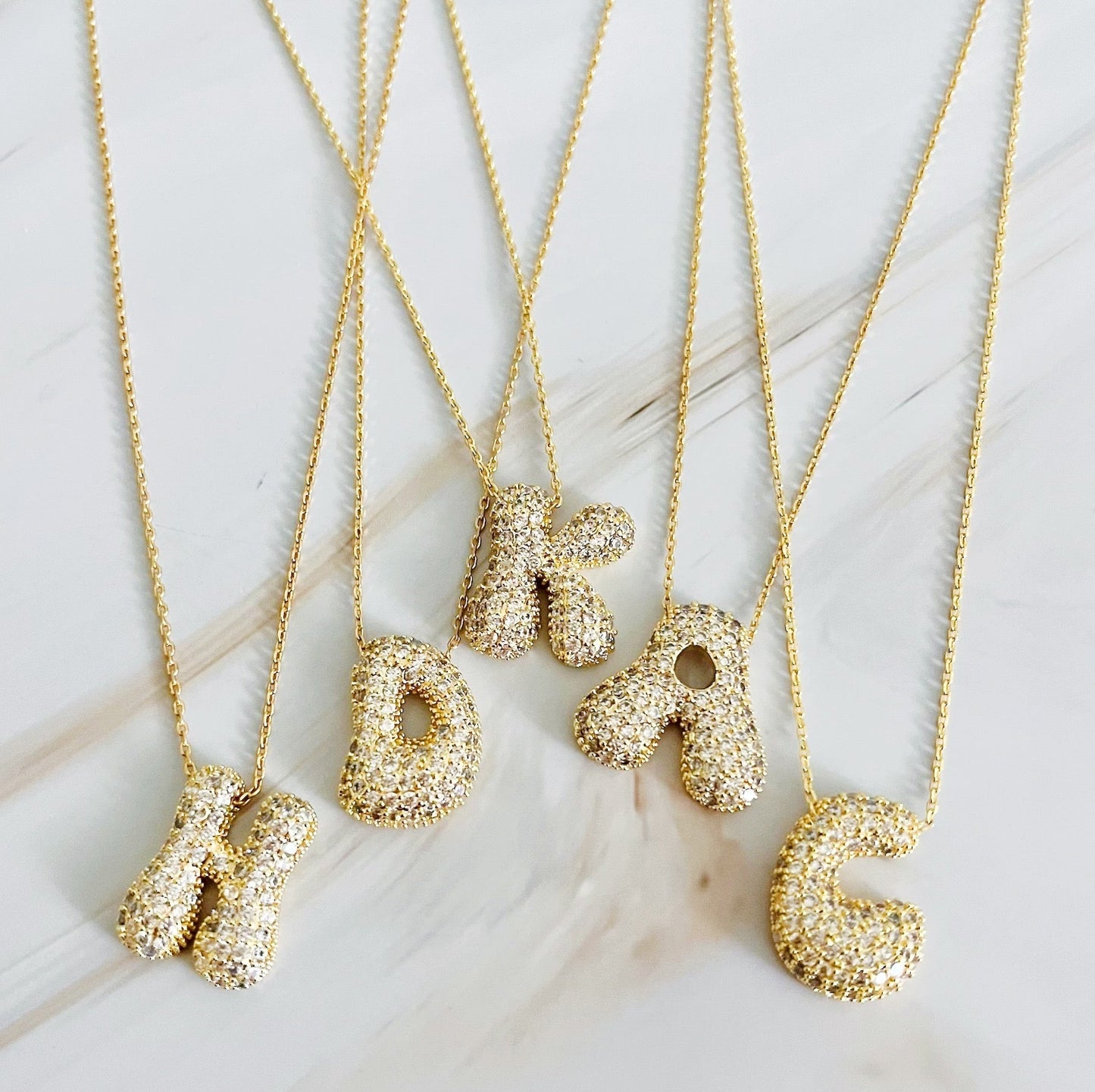 Crystal Bubble Initial Necklace - Aaria Tees