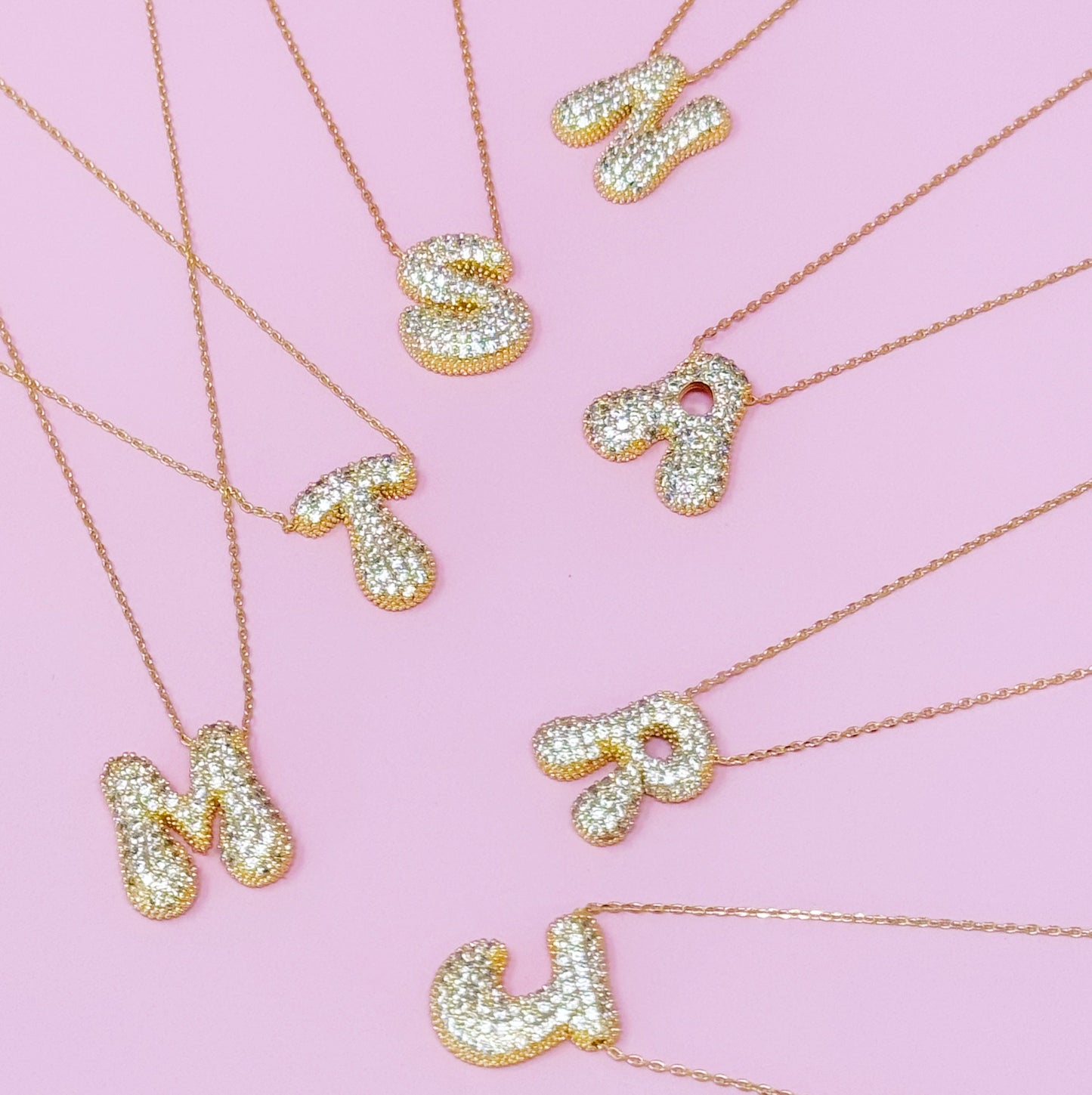 Crystal Bubble Initial Necklace - Aaria Tees