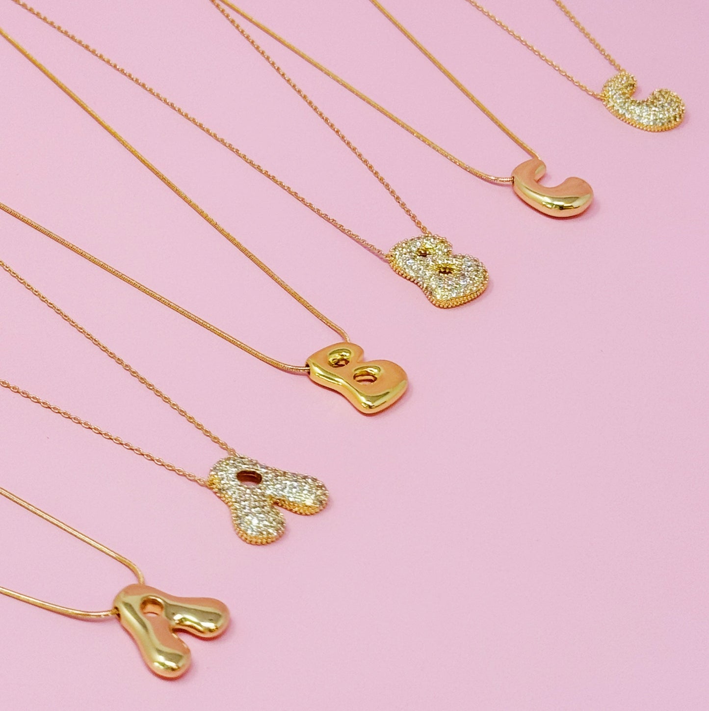 Crystal Bubble Initial Necklace - Aaria Tees