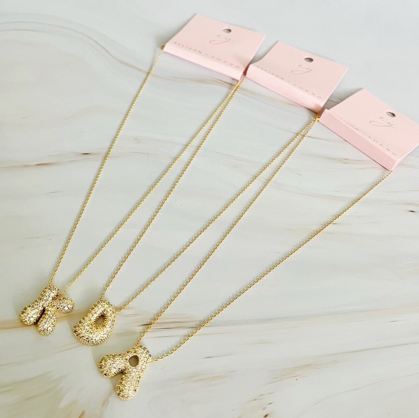 Crystal Bubble Initial Necklace - Aaria Tees