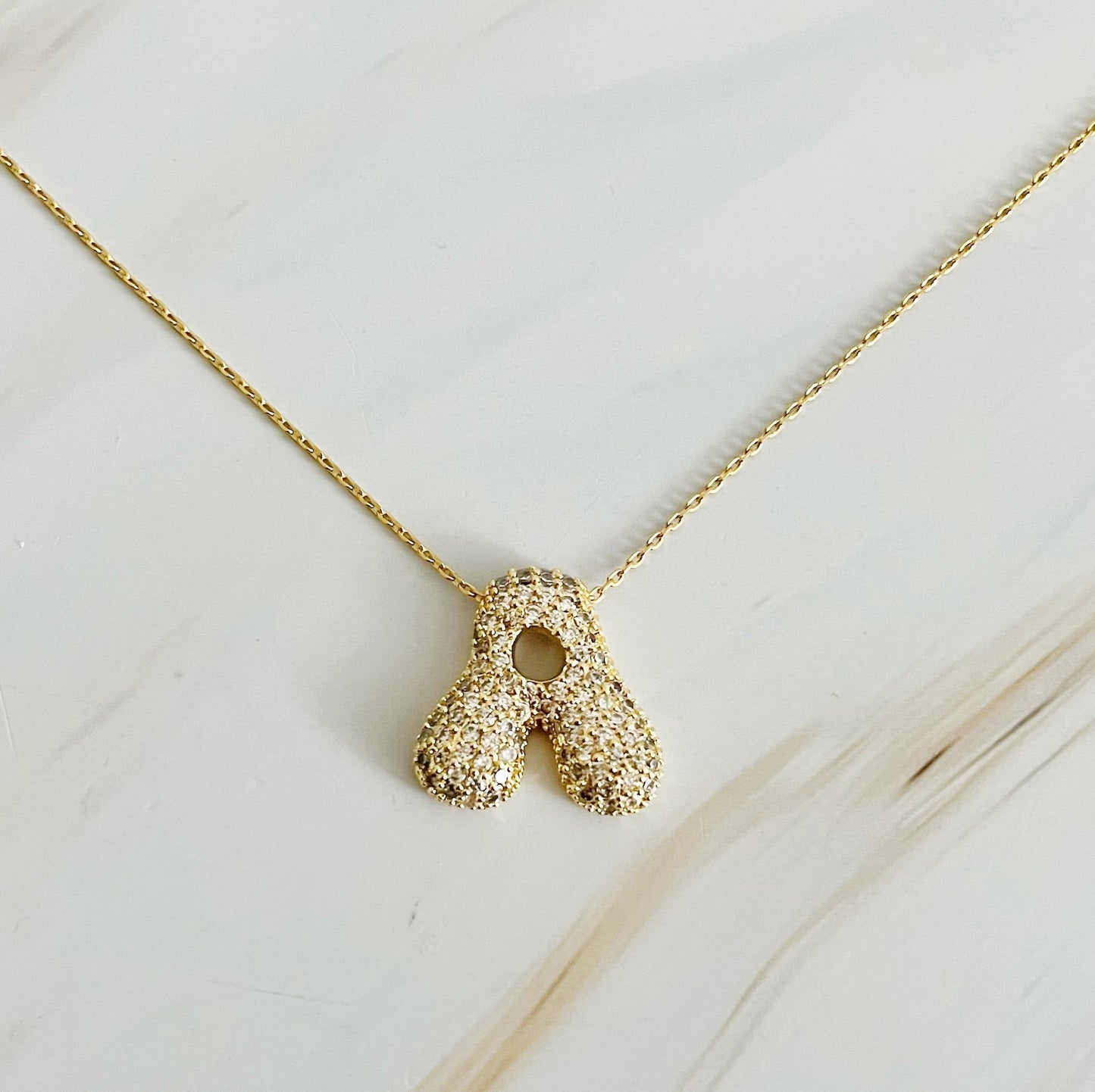 Crystal Bubble Initial Necklace - Aaria Tees