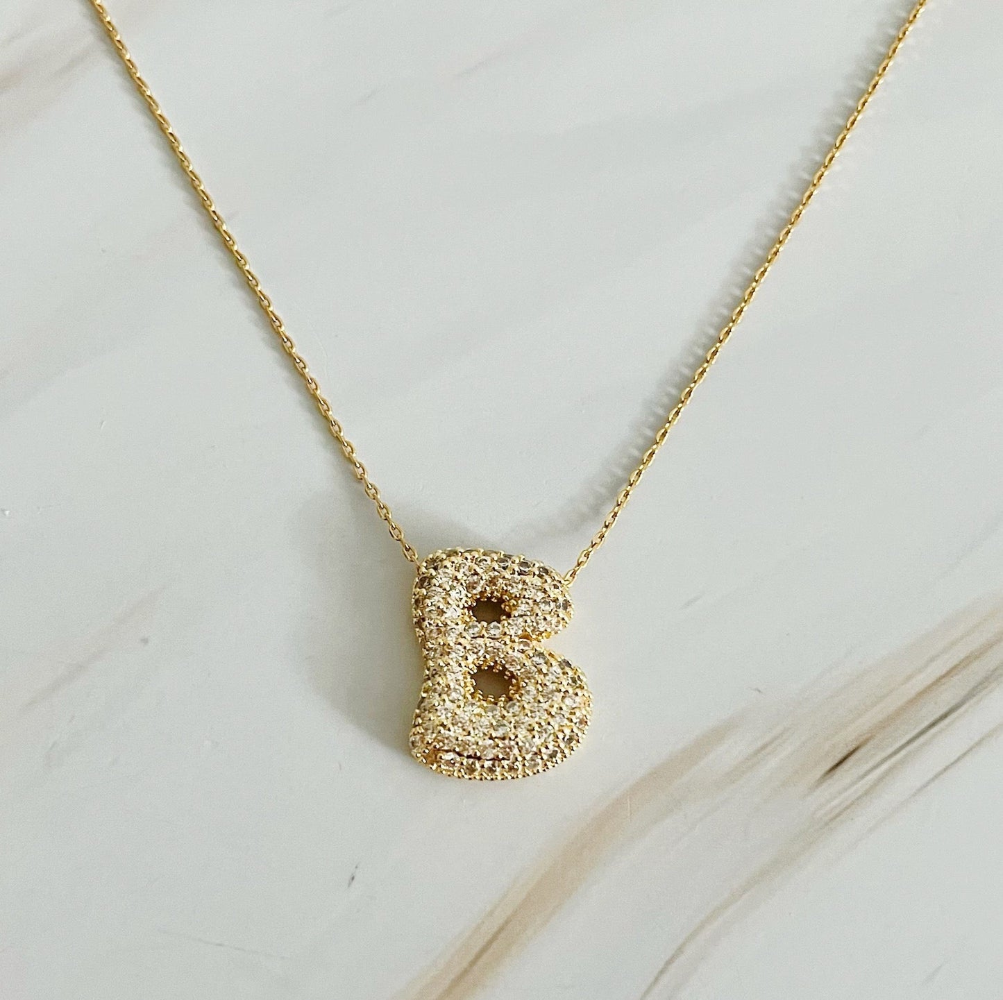 Crystal Bubble Initial Necklace - Aaria Tees