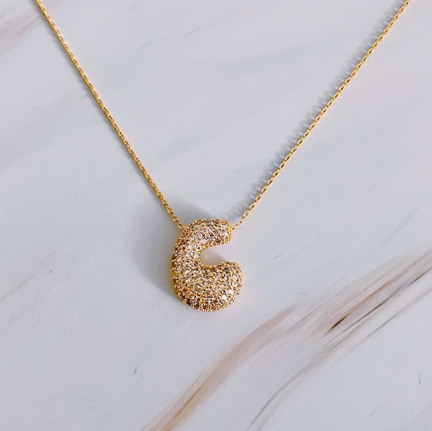Crystal Bubble Initial Necklace - Aaria Tees