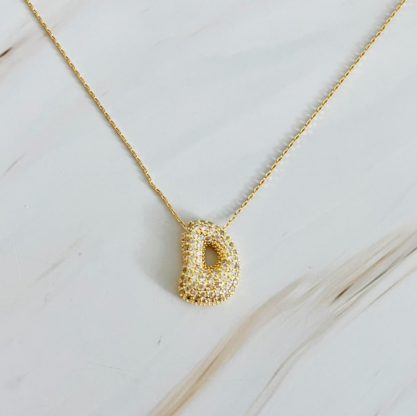 Crystal Bubble Initial Necklace - Aaria Tees