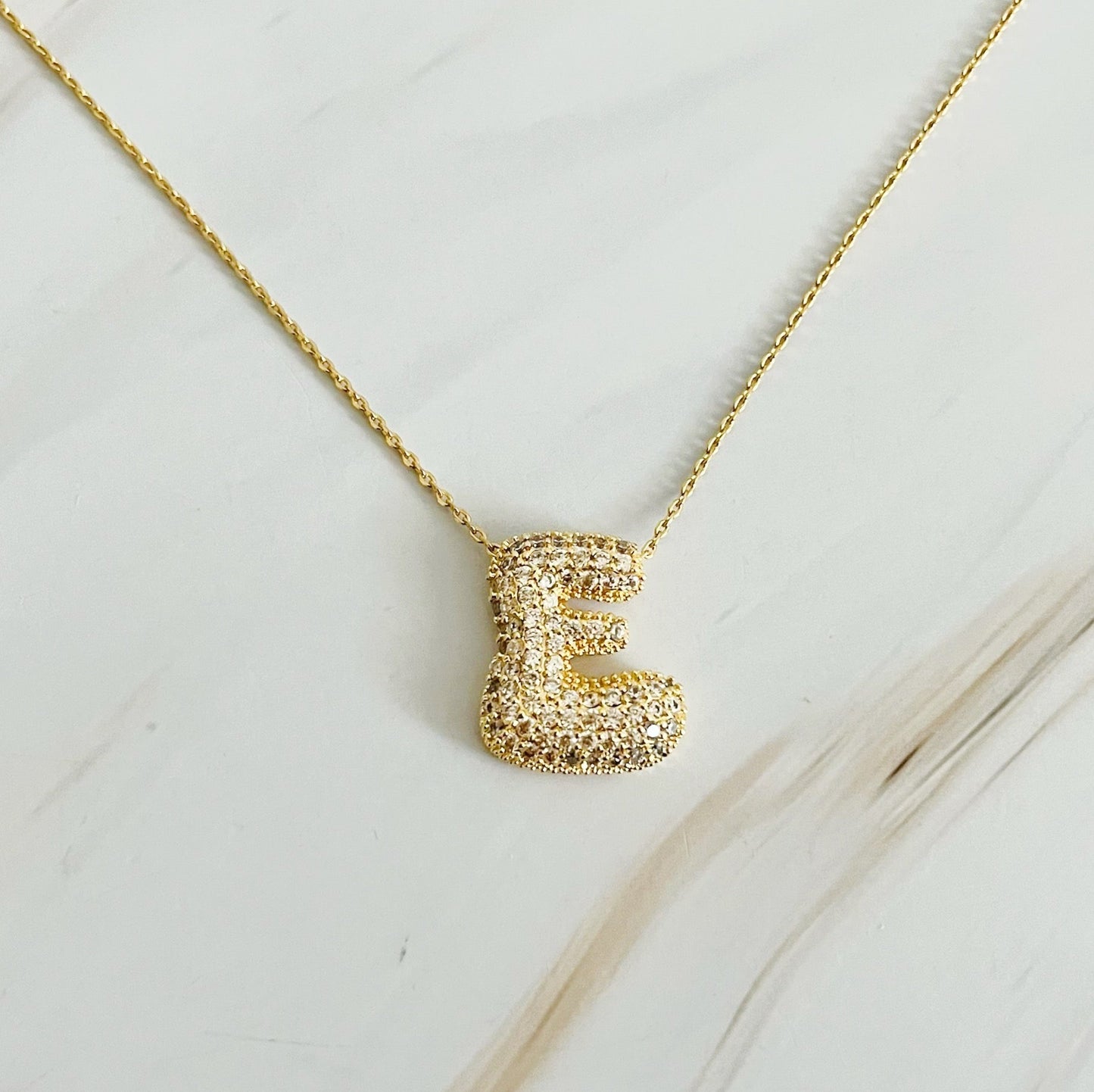 Crystal Bubble Initial Necklace - Aaria Tees
