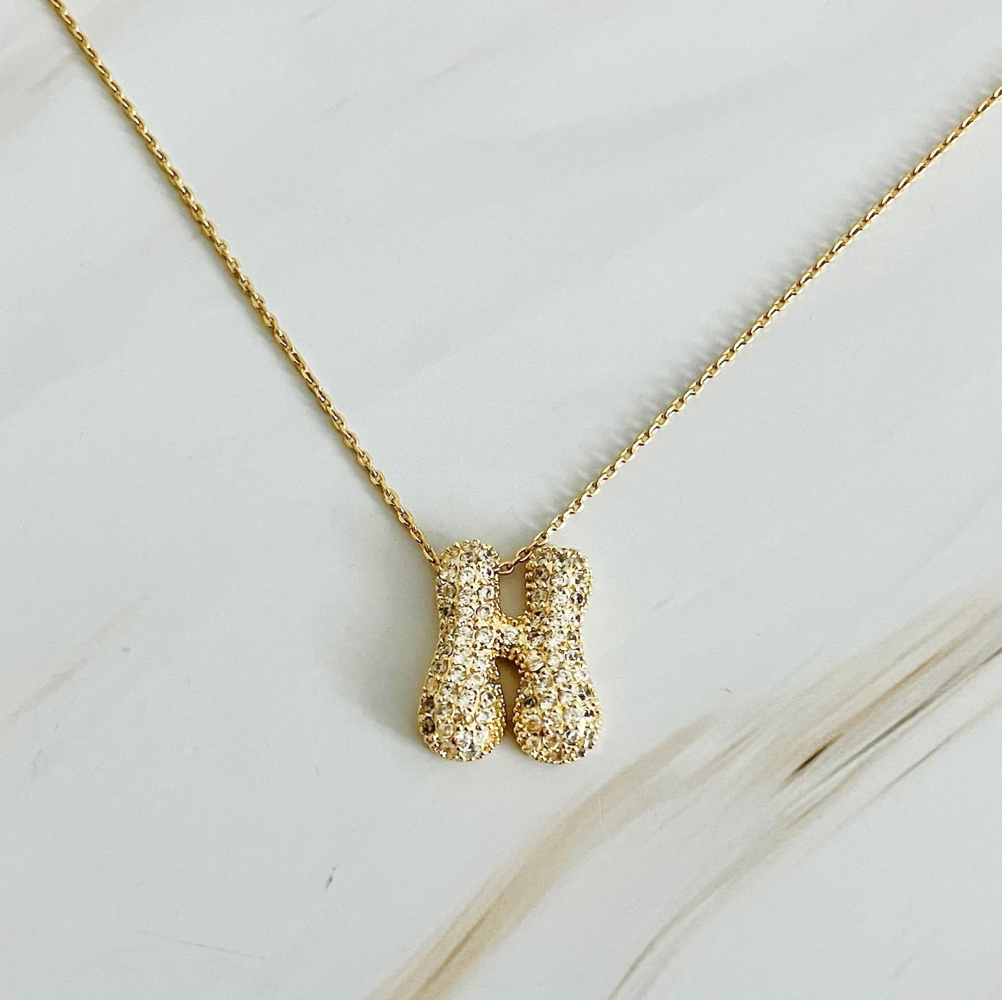 Crystal Bubble Initial Necklace - Aaria Tees