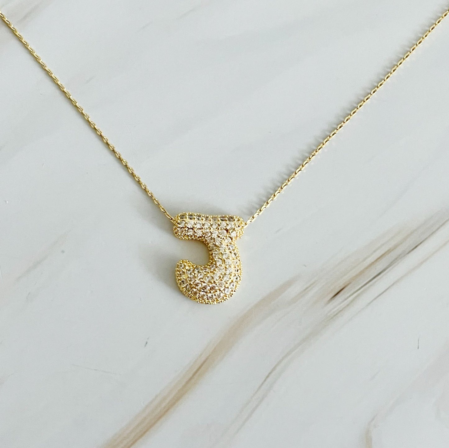 Crystal Bubble Initial Necklace - Aaria Tees