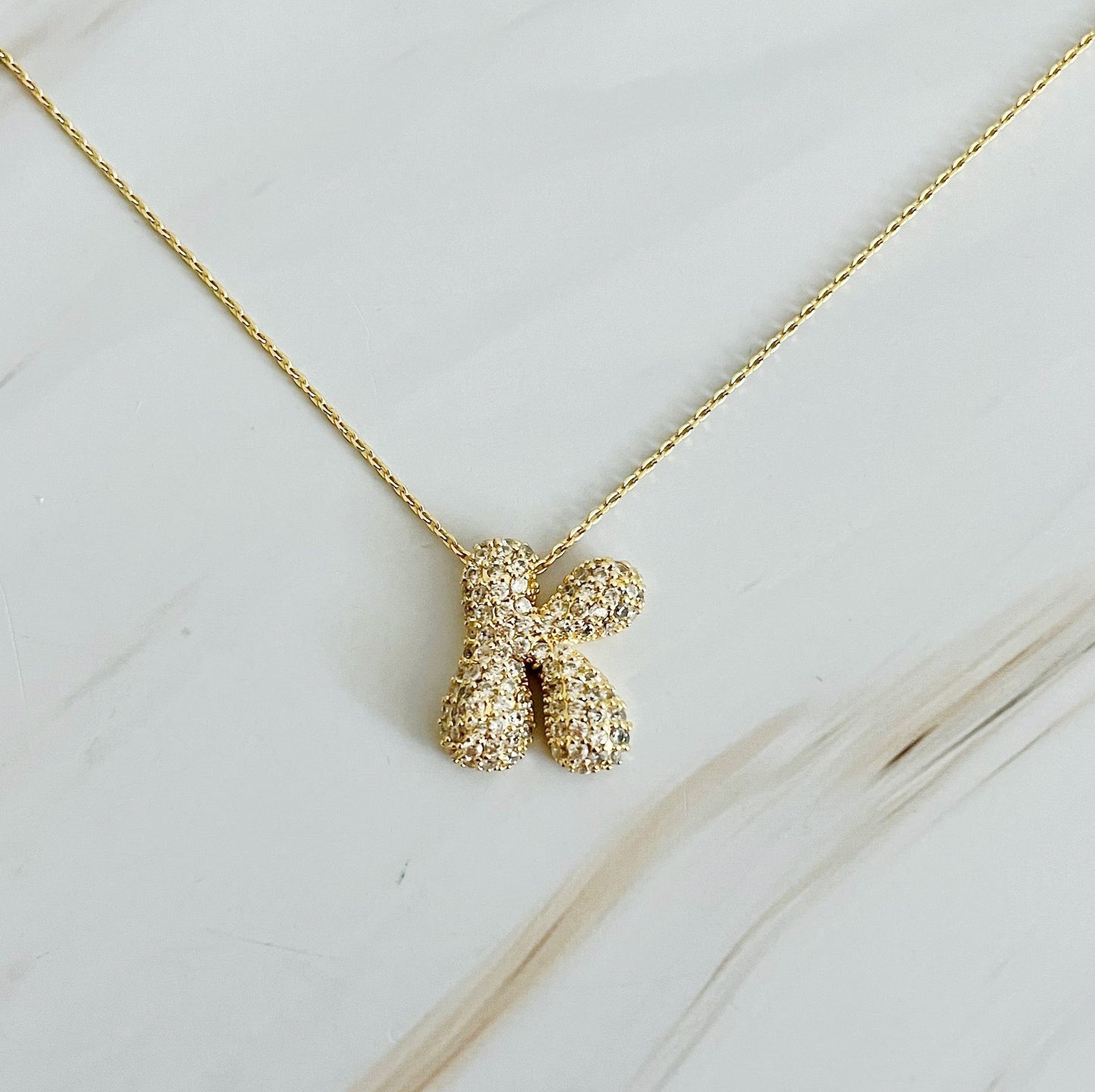 Crystal Bubble Initial Necklace - Aaria Tees