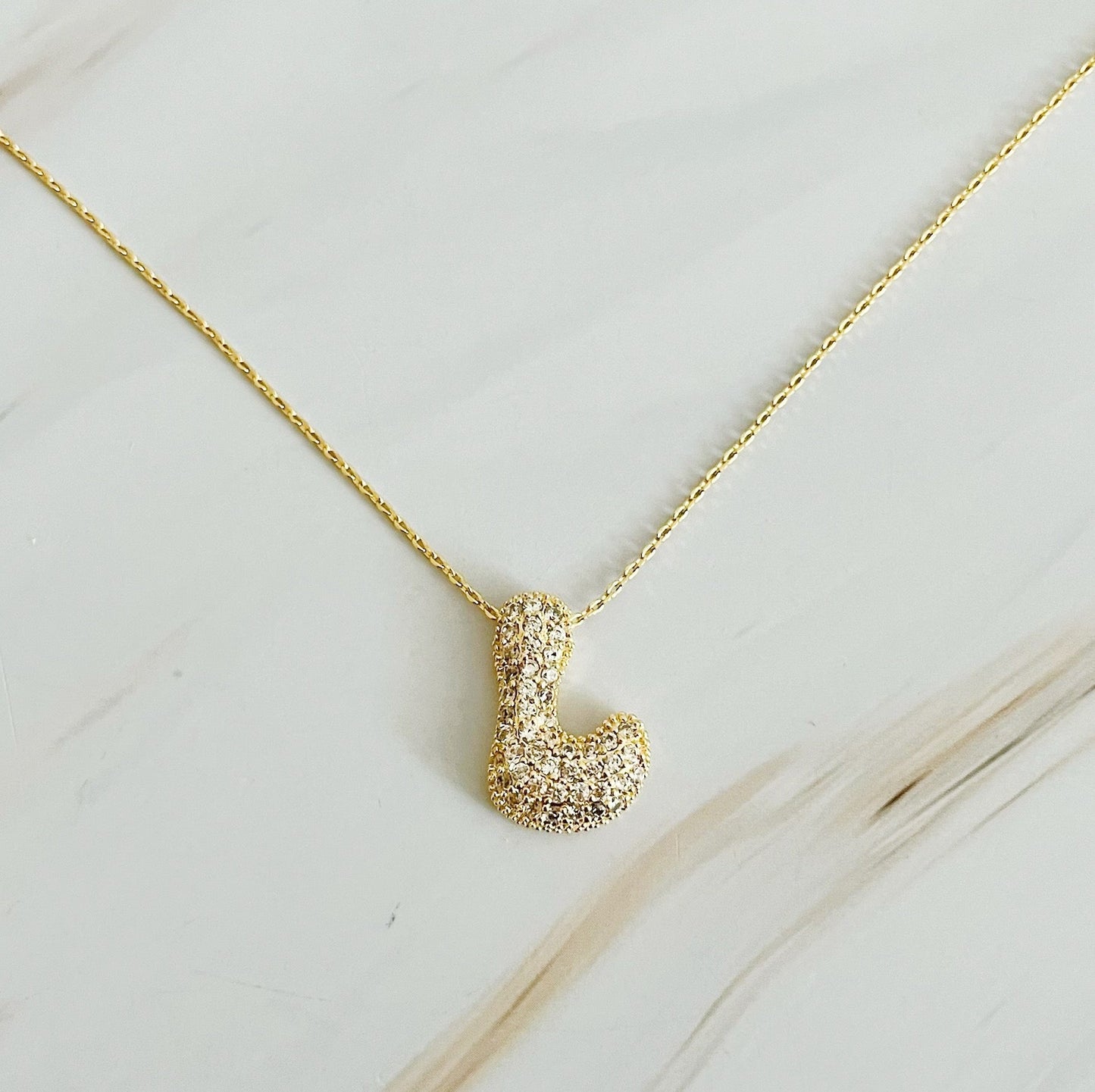 Crystal Bubble Initial Necklace - Aaria Tees