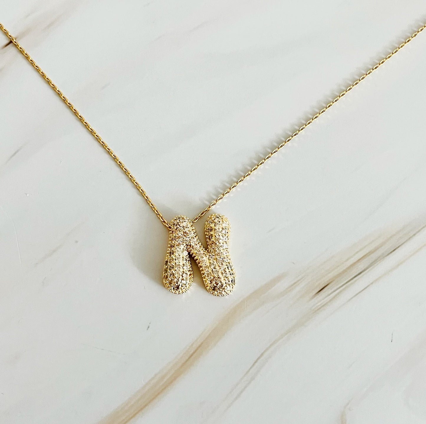 Crystal Bubble Initial Necklace - Aaria Tees