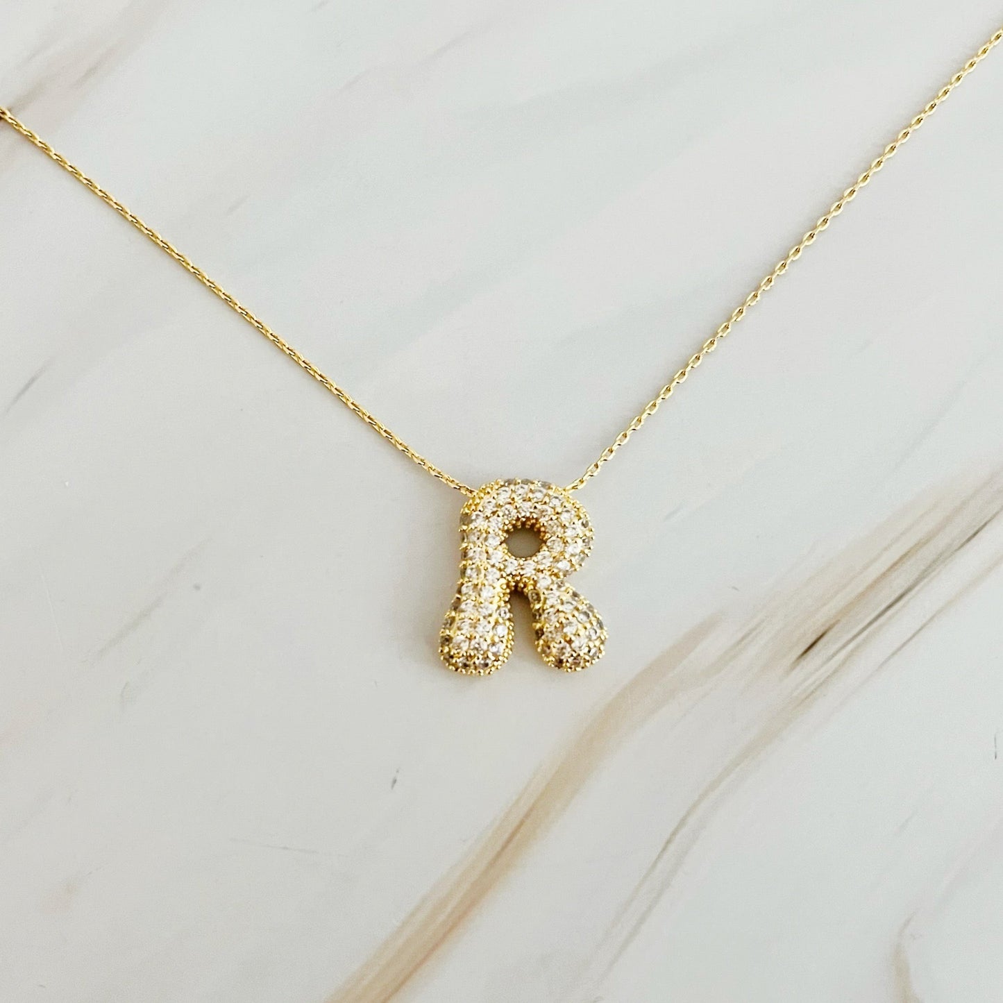 Crystal Bubble Initial Necklace - Aaria Tees