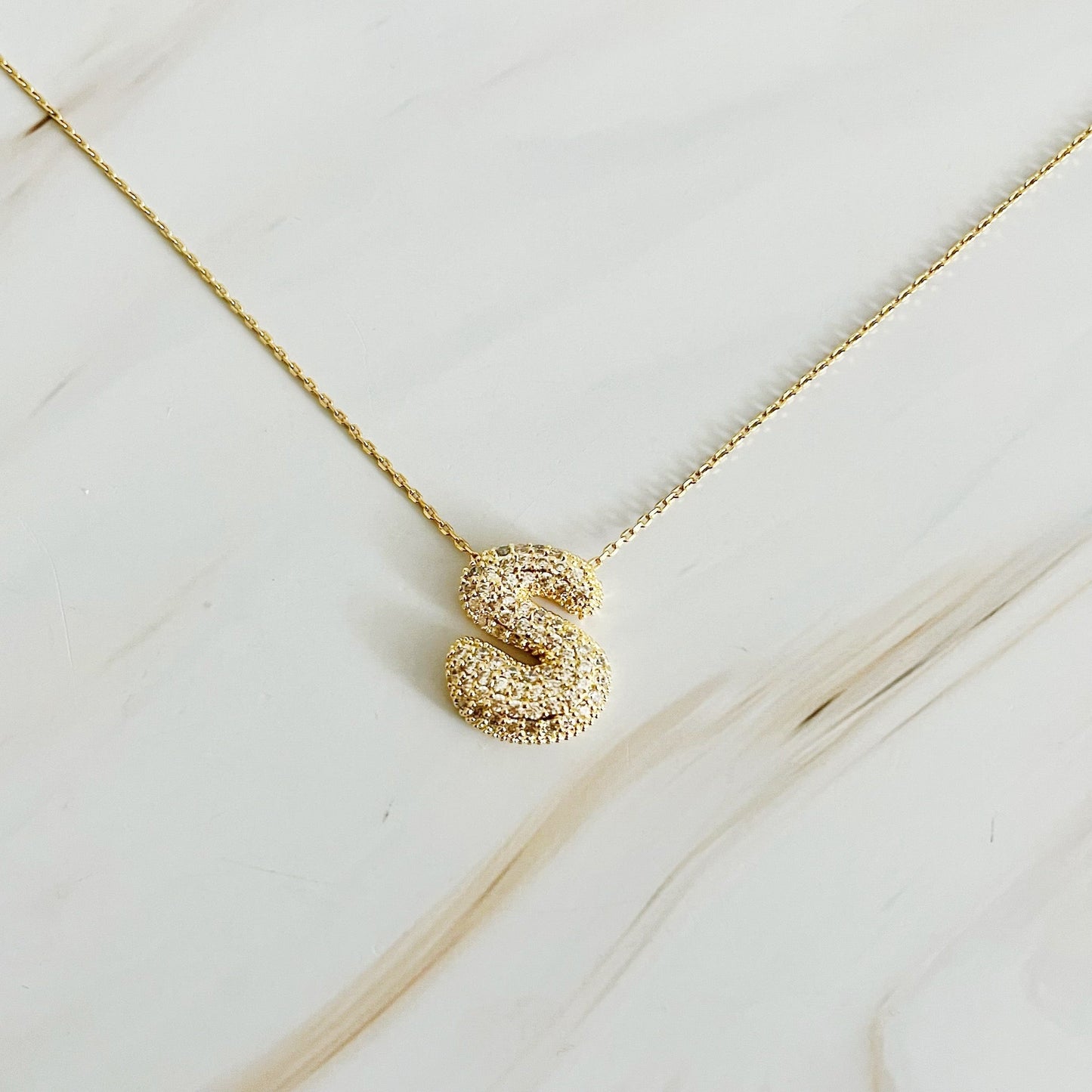 Crystal Bubble Initial Necklace - Aaria Tees