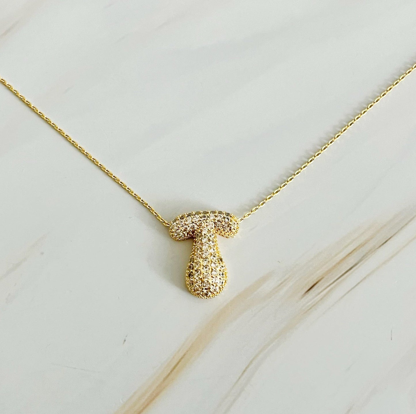 Crystal Bubble Initial Necklace - Aaria Tees