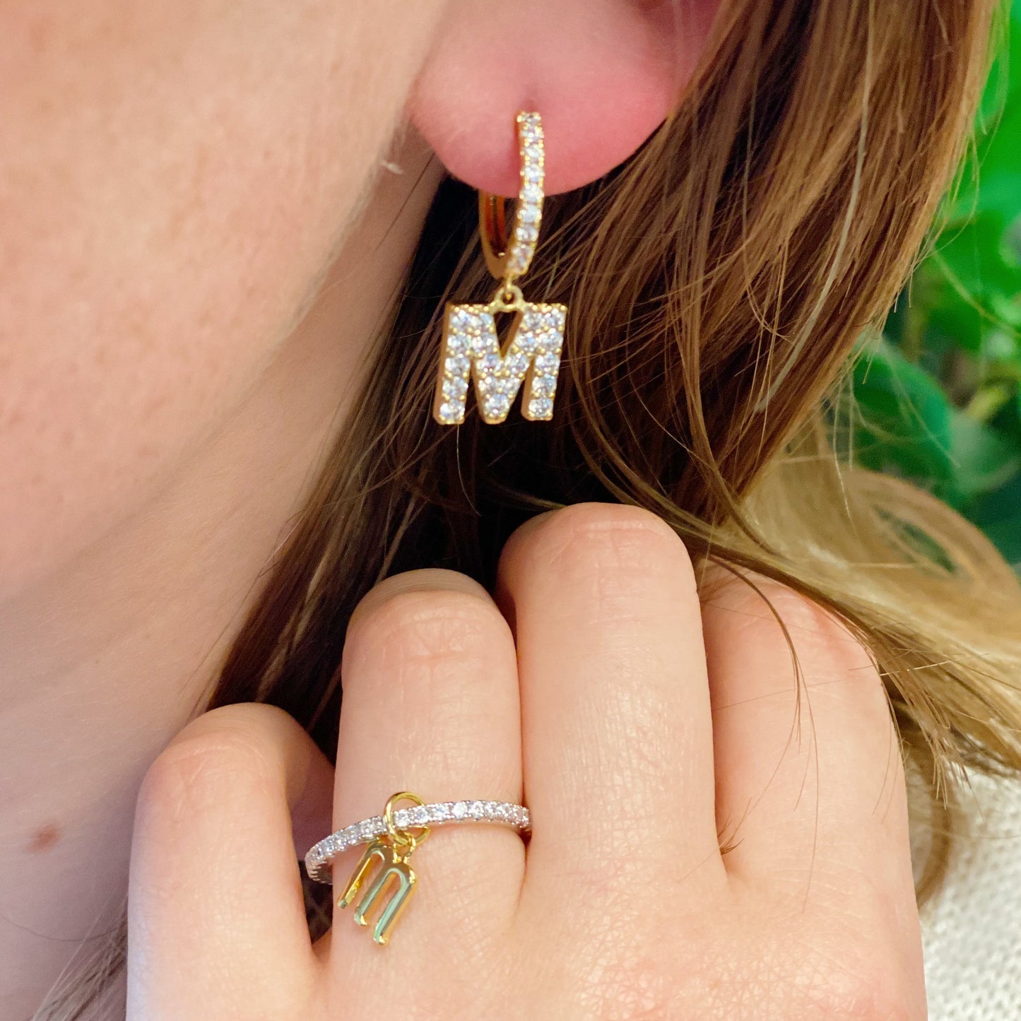 Crystal Initial Drop Earrings - Aaria Tees