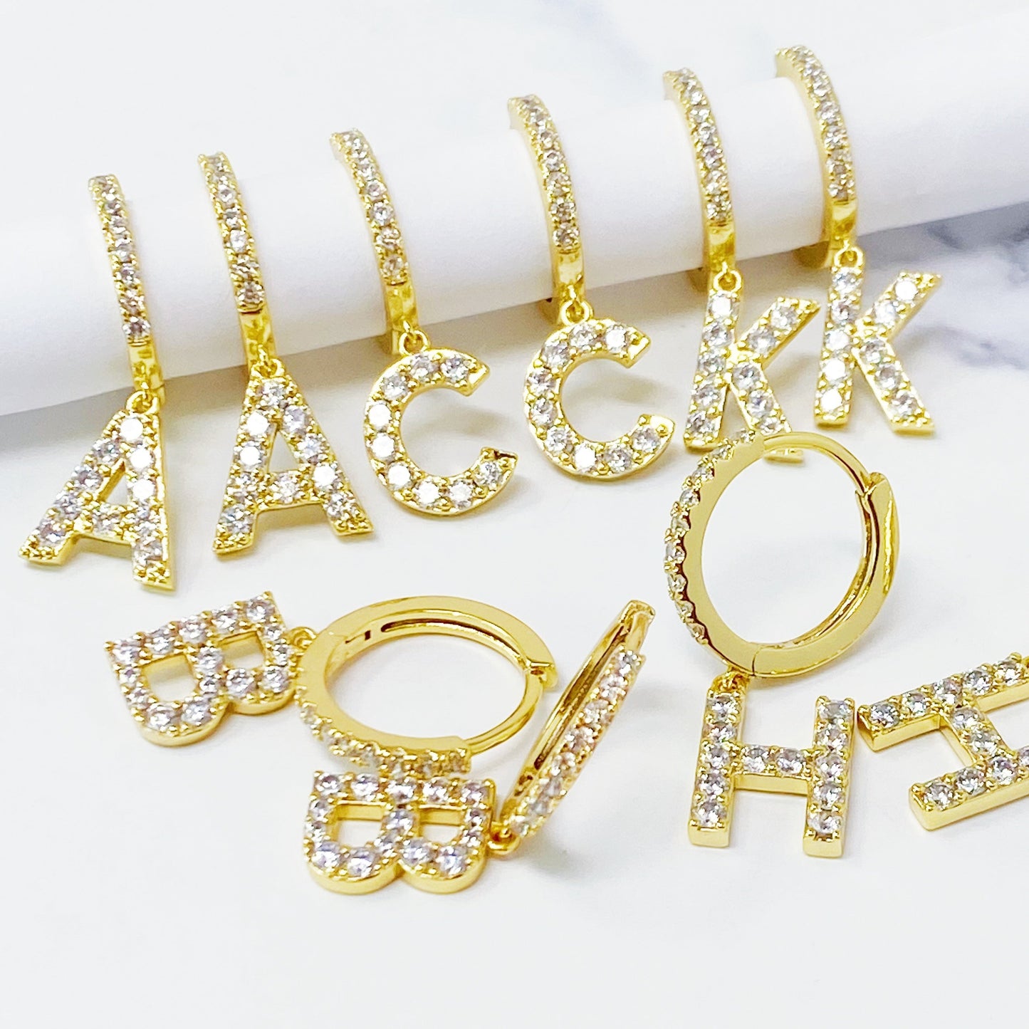Crystal Initial Drop Earrings - Aaria Tees