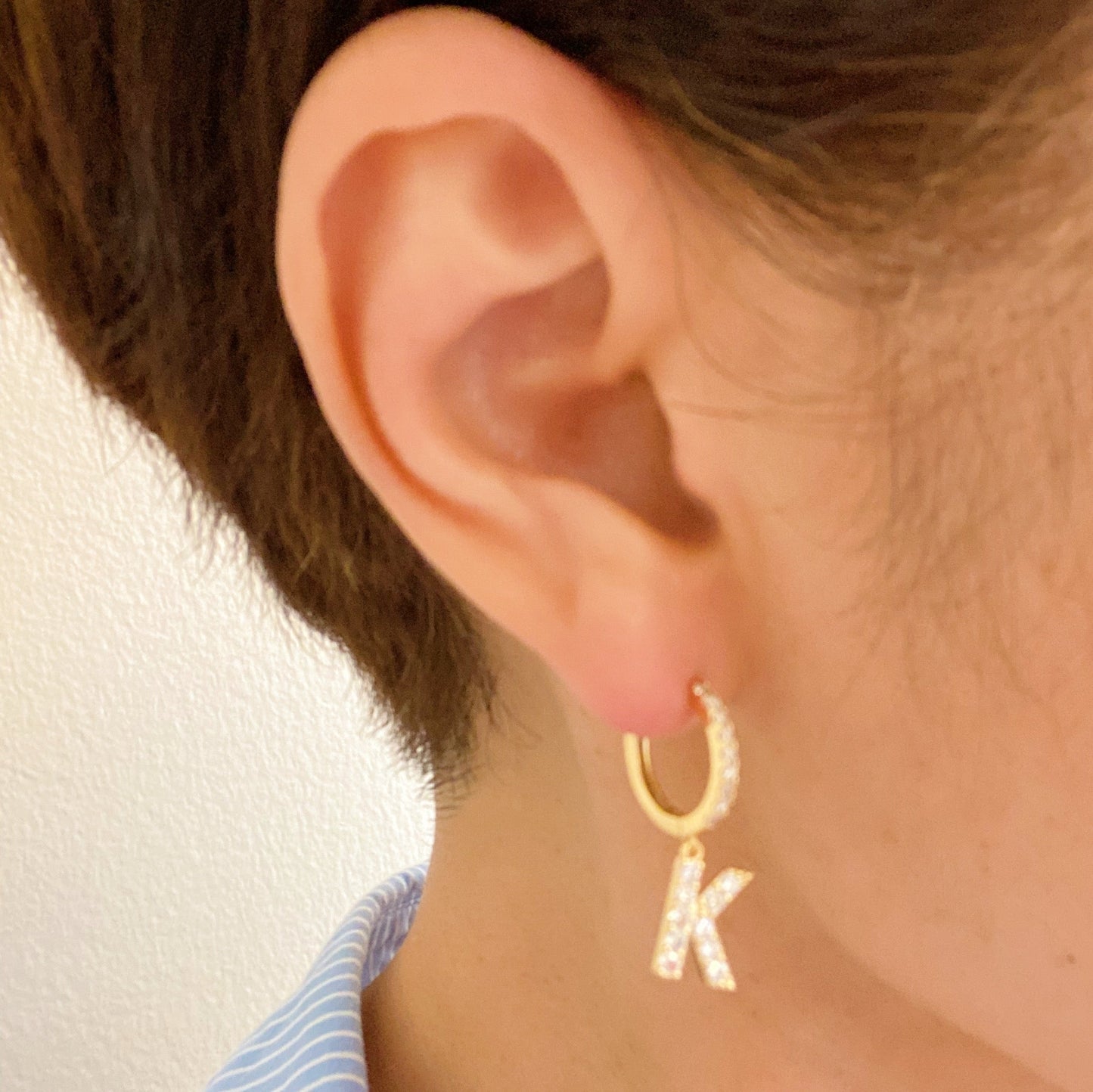 Crystal Initial Drop Earrings - Aaria Tees