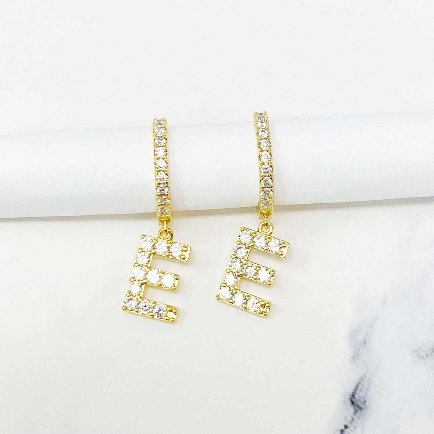 Crystal Initial Drop Earrings - Aaria Tees