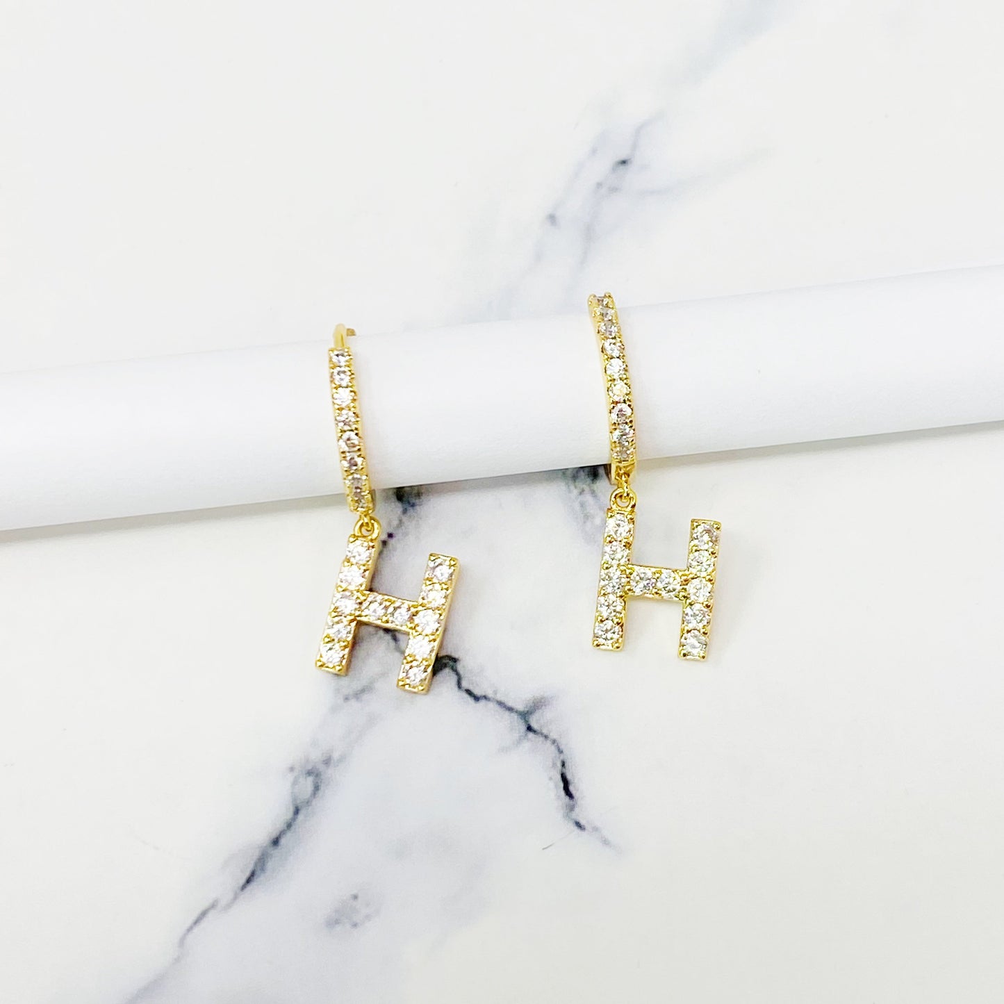 Crystal Initial Drop Earrings - Aaria Tees
