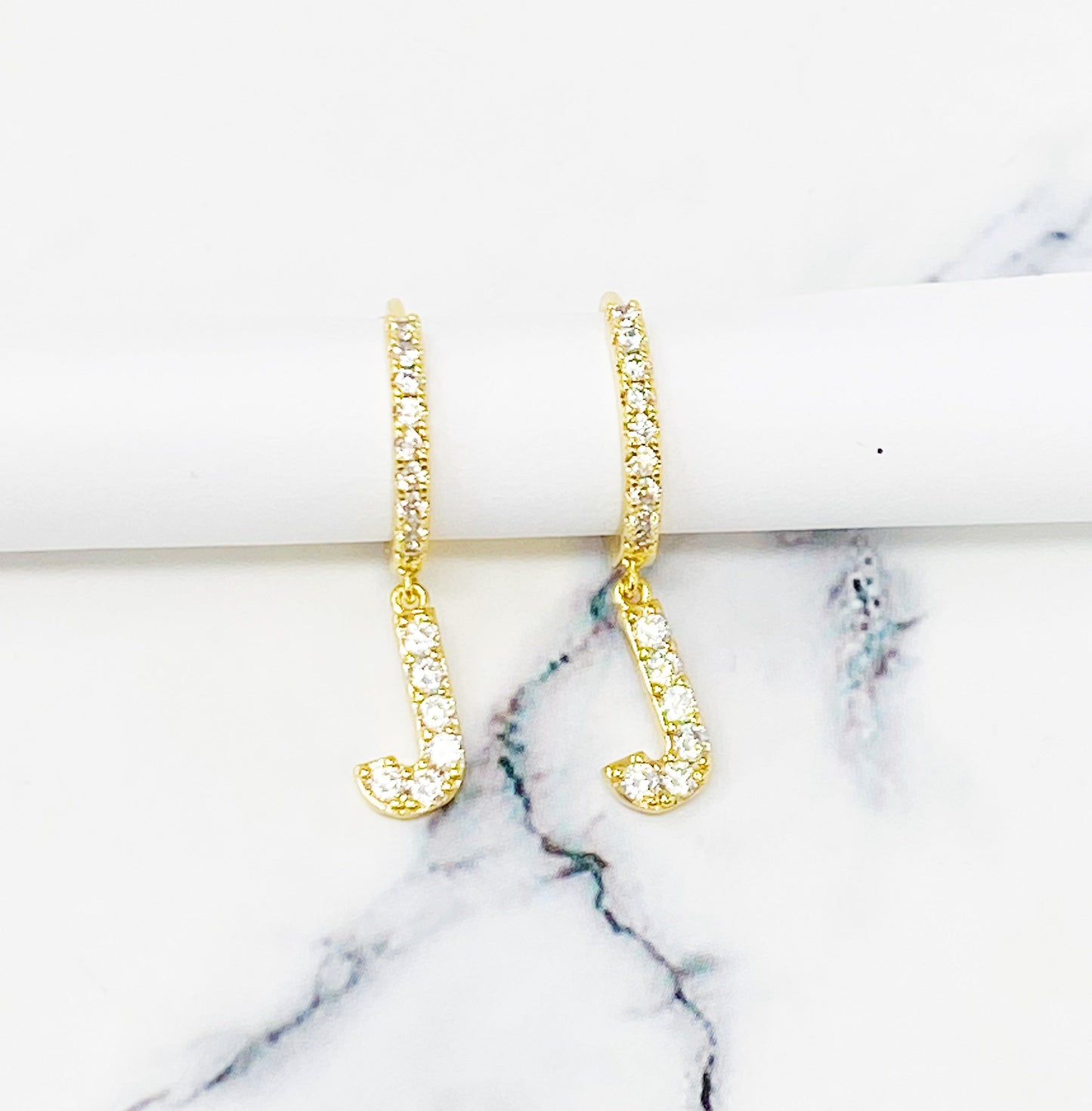 Crystal Initial Drop Earrings - Aaria Tees