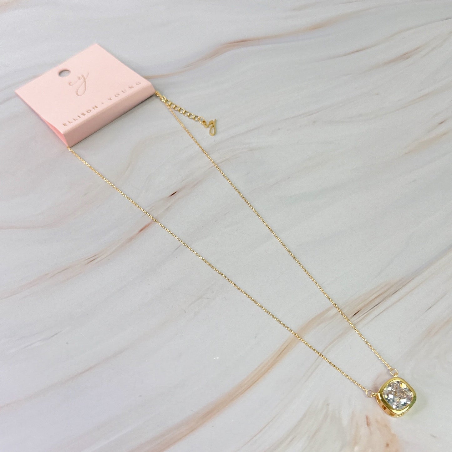 Cushion Cut Bezel Diamond Necklace - Aaria Tees