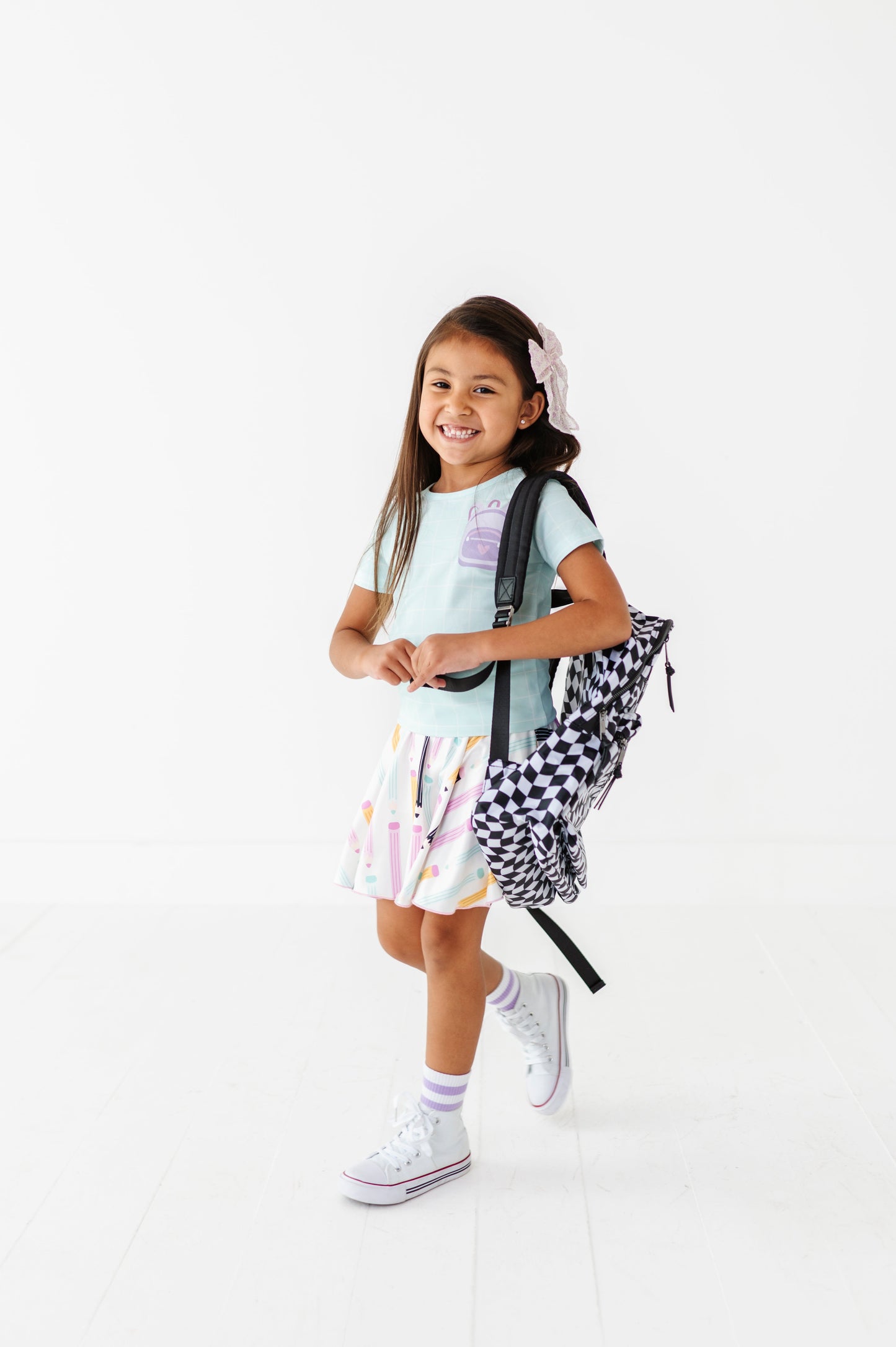 Purple Pocket Backpack Gridded Mint Teet