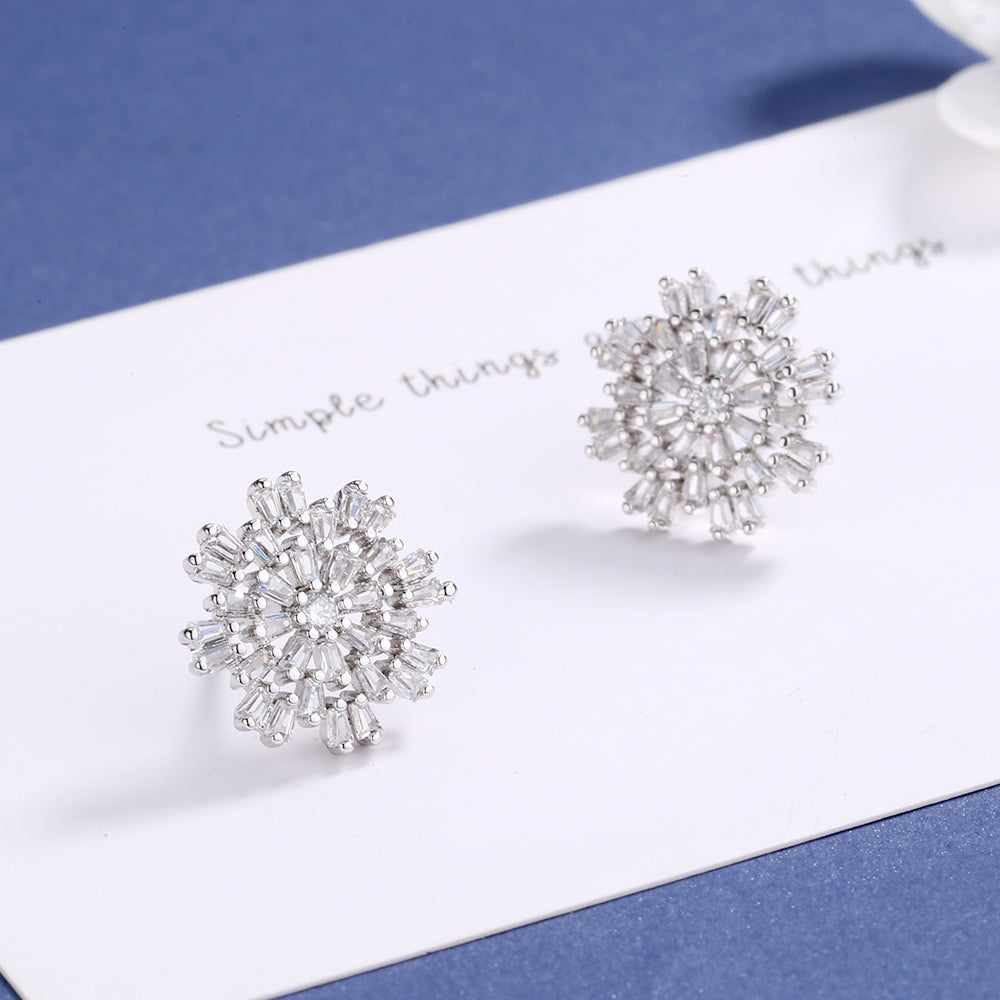 Sterling Silver Starburst Swarovski Crystal Earrings
