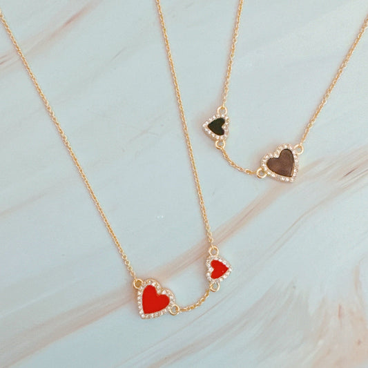 Double Hearts Many Loves Necklace - Aaria Tees