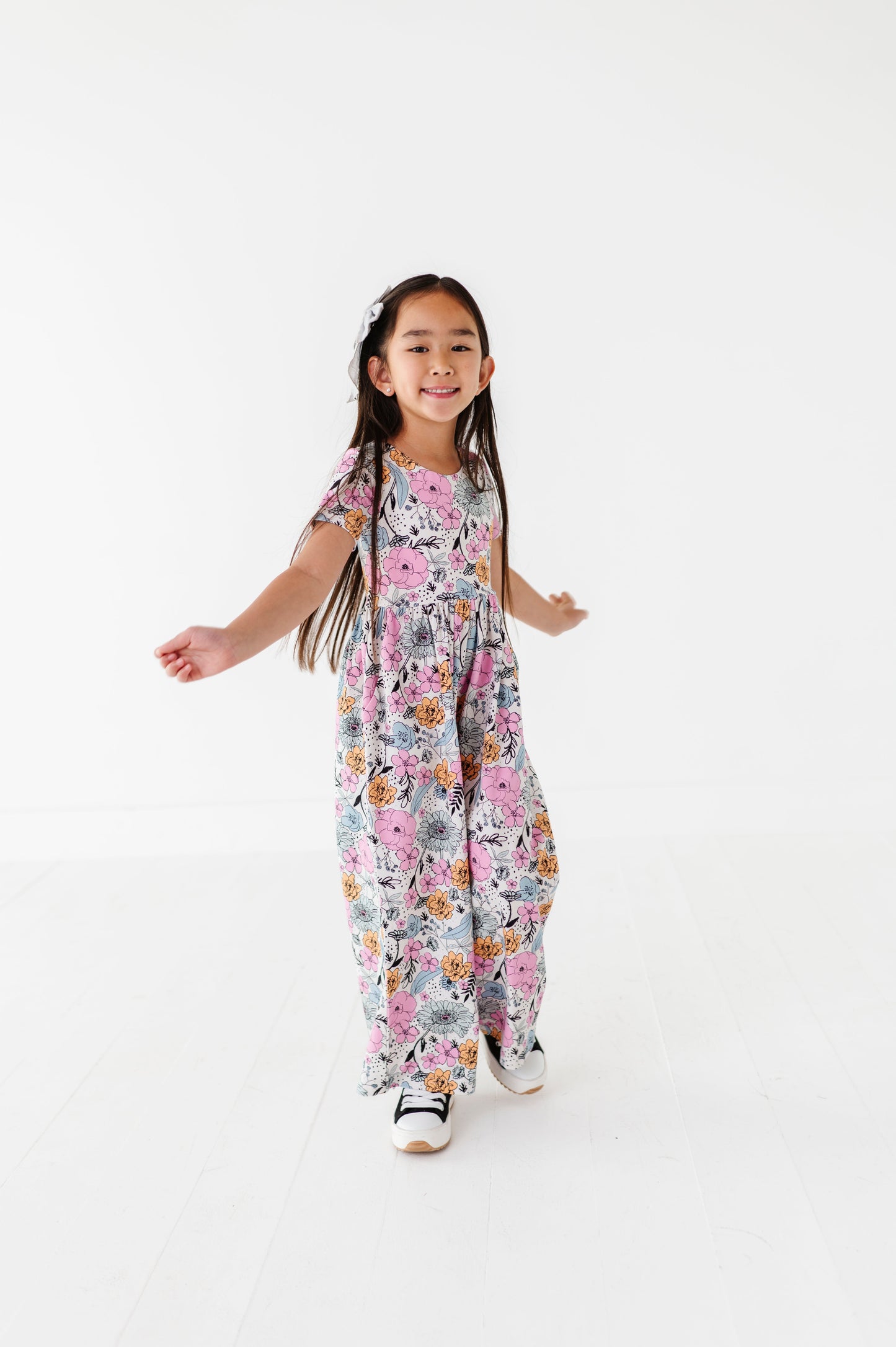 Vintage Sketchy Floral Romper